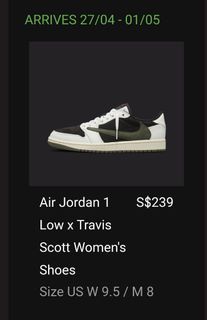 US 9.5W/US8MAir jordan 1 x travis scott medium olive