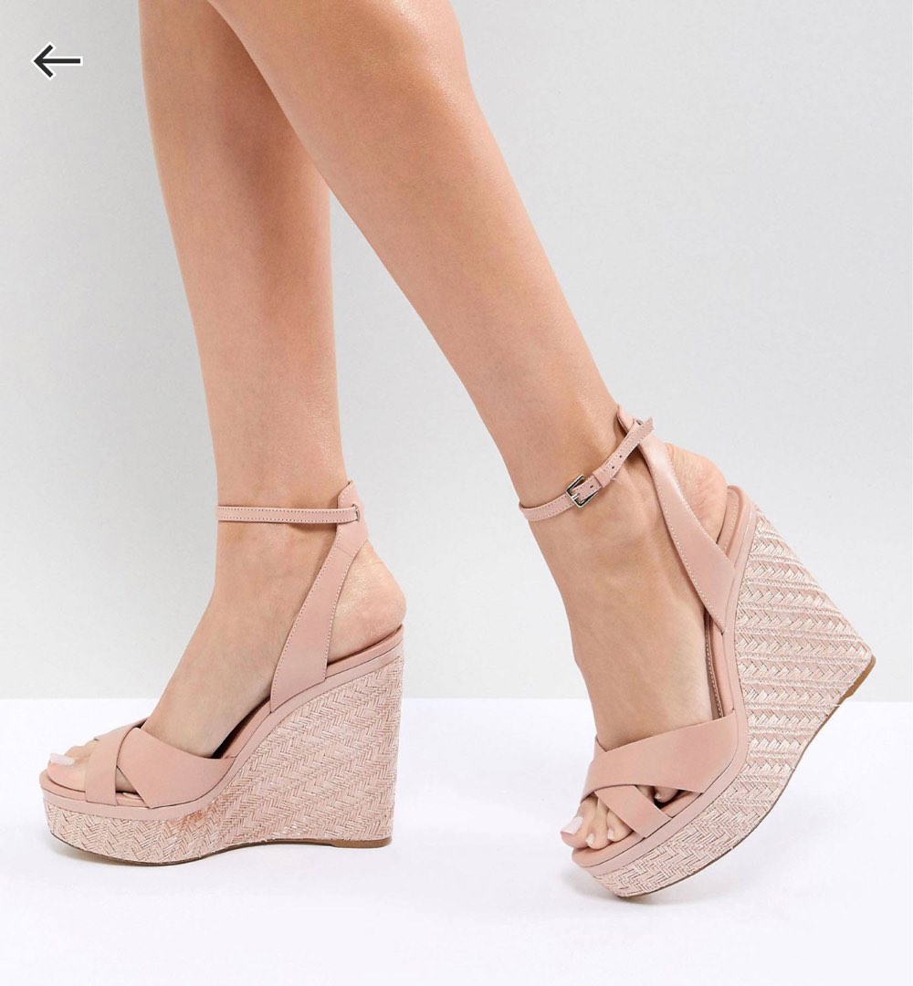 ALDO cross strap wedge shoe with textured heels Women s Fashion