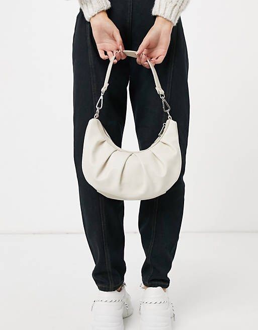 ASOS DESIGN ruched croissant shoulder bag with lizard panel in
