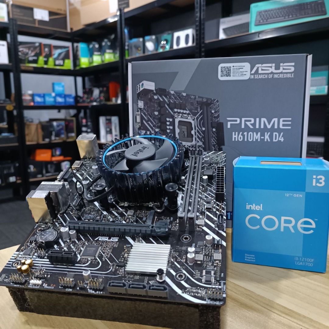 ASUS PRIME H610MK D4 + Intel i312100F + stock cooler, Computers