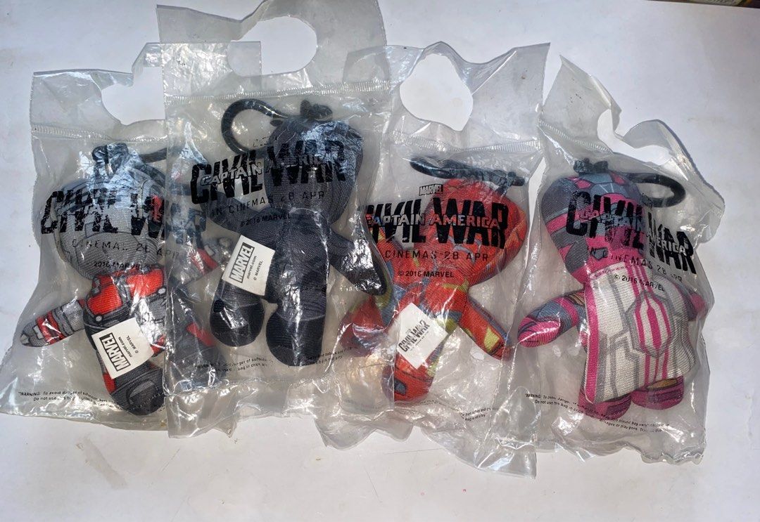 Avengers civil war plush bag hangers black panther vision iron man ant