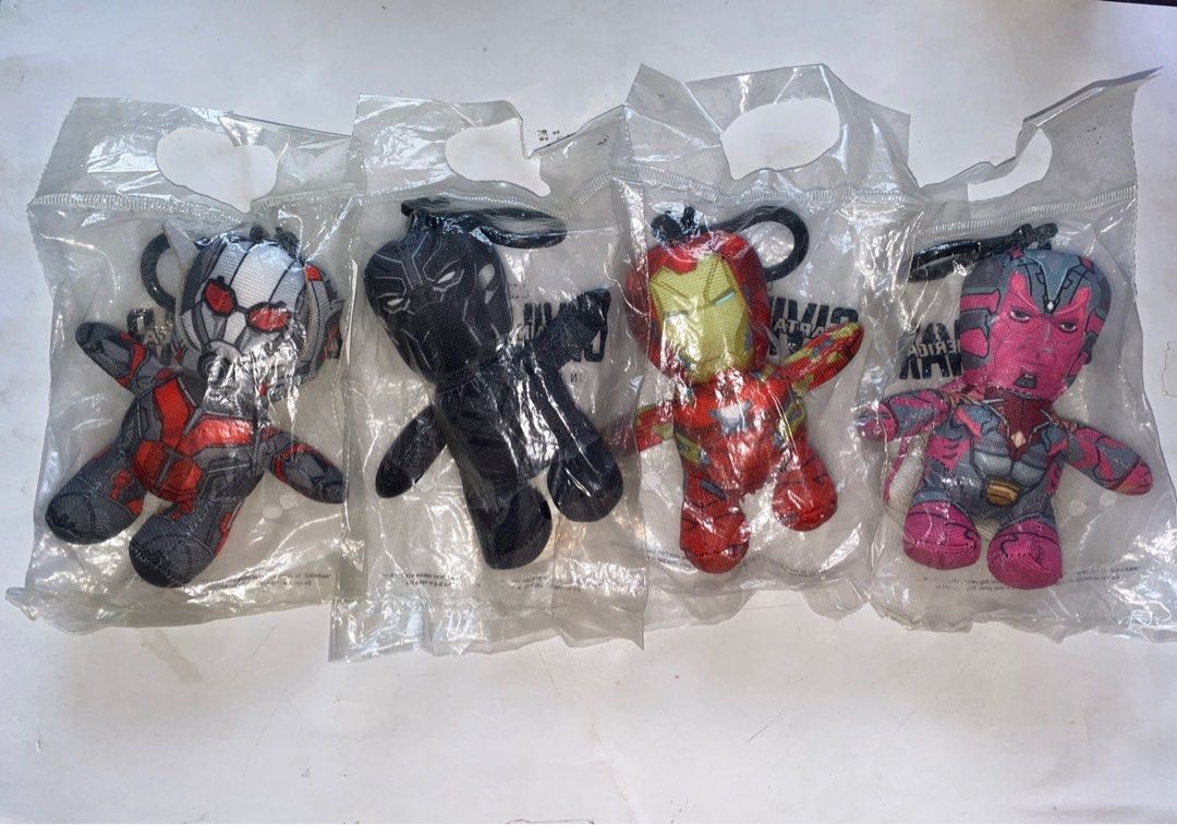 Avengers civil war plush bag hangers black panther vision iron man ant