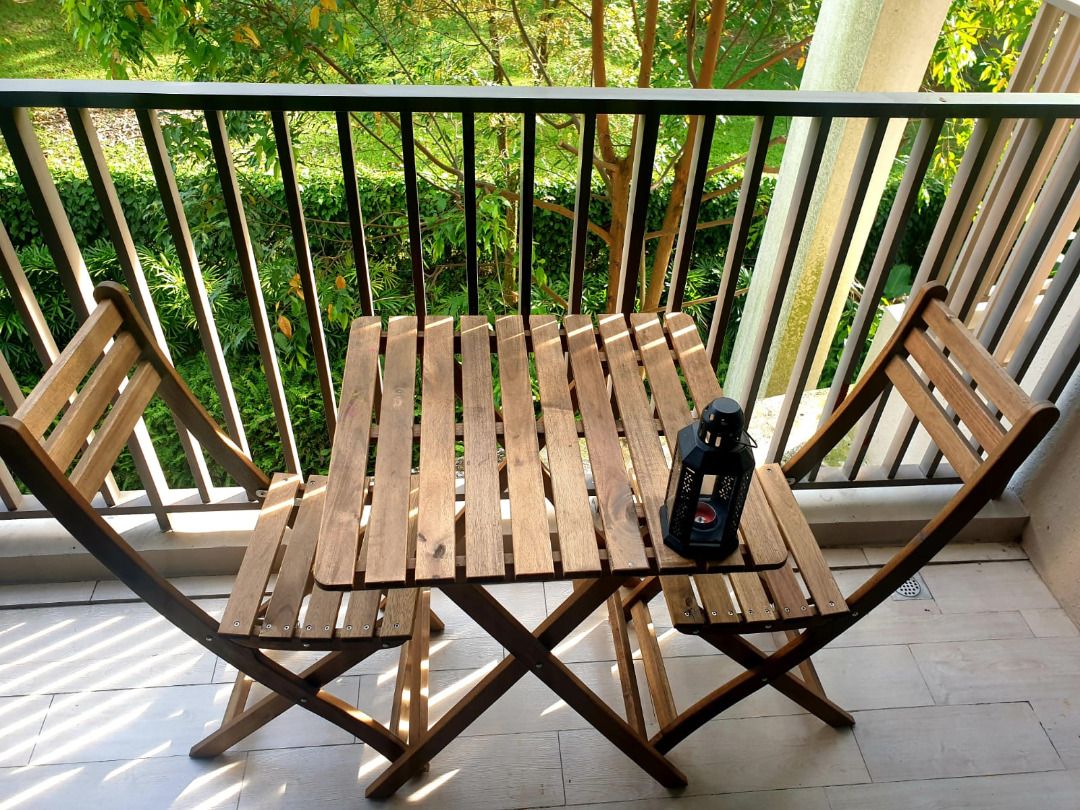 Balcony set table and chairs ikea, Furniture & Home Living, Furniture