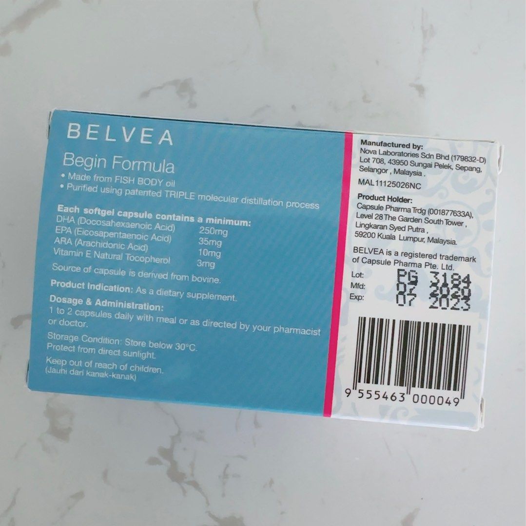 Belvea Begin Formula Pregnancy Maternity Breastfeeding Fish Oil, Health