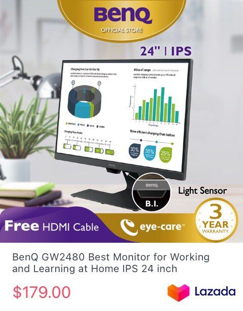 BenQ GW2480 23.8 16:9 IPS Monitor GW2480 B&H Photo Video