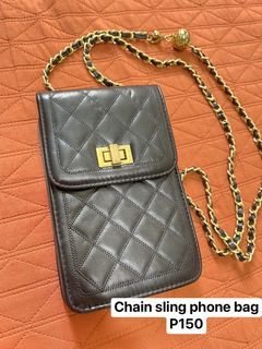 Black chain sling phone bag