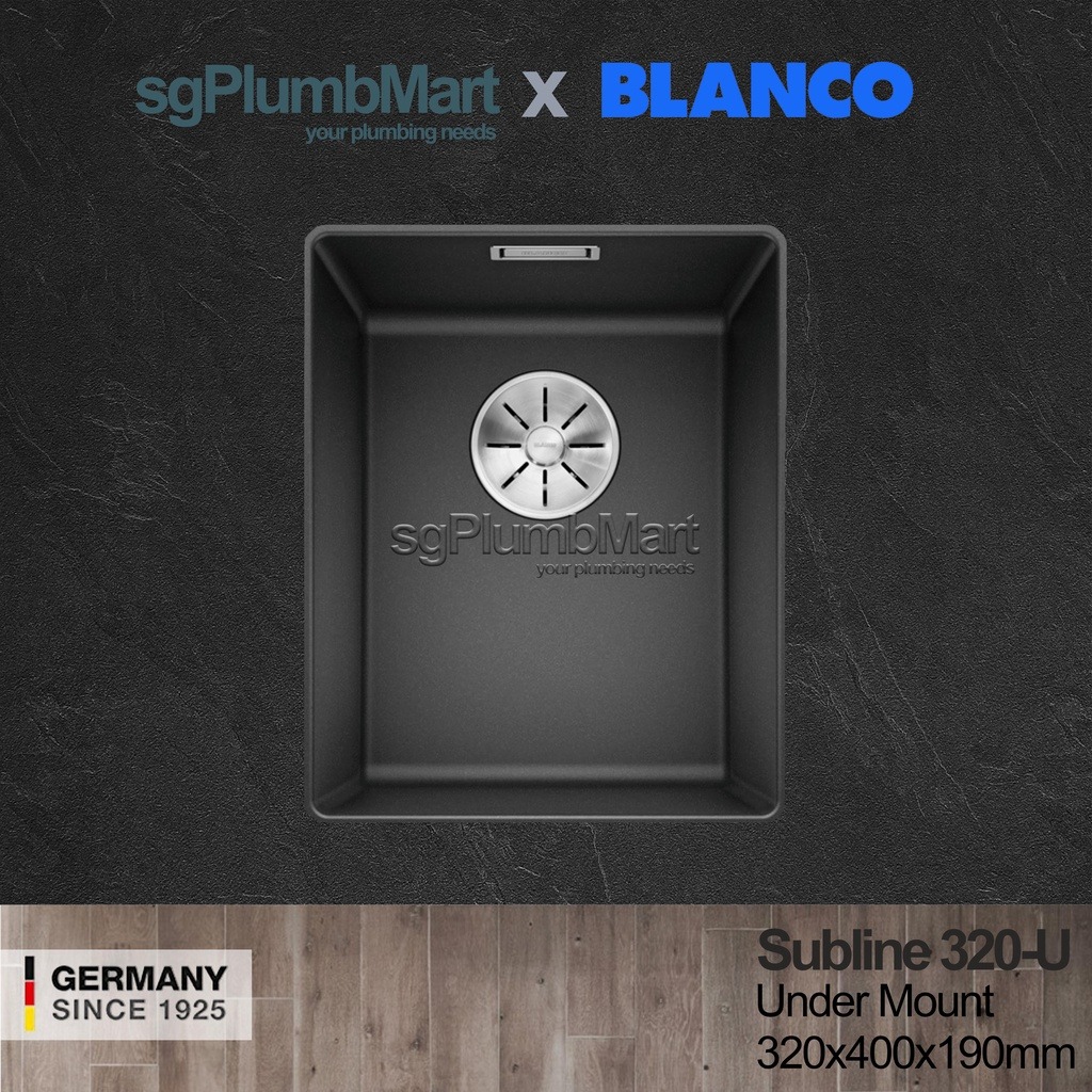 Blanco Black Granite Kitchen Sink Silgranit Subline 320-U - Undermount ...