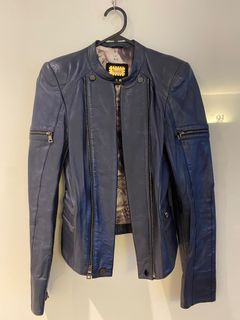 Blue Leather jacket 2 ways