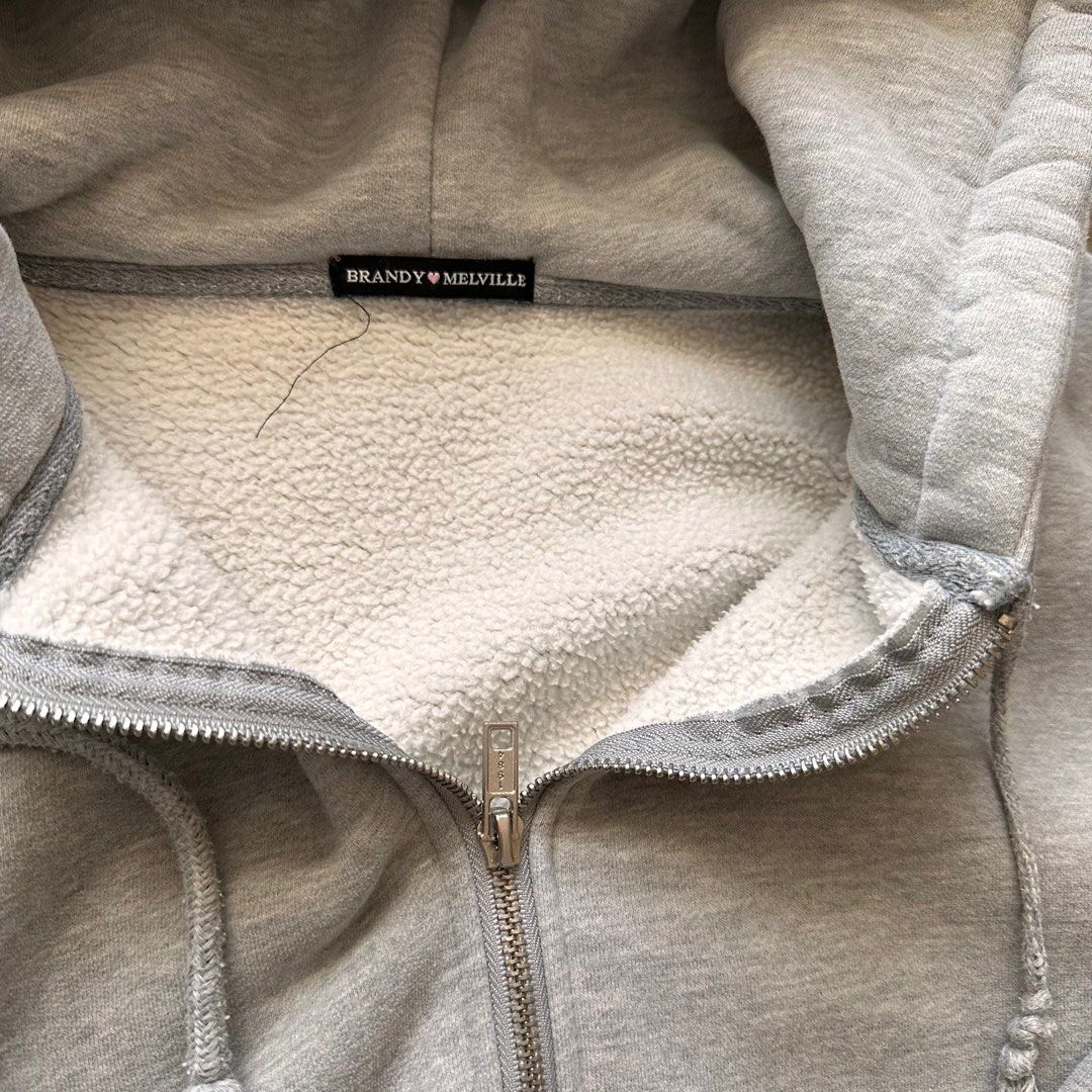 brandy melville grey zip up hoodie, Women's Fashion, Coats, Jackets and  Outerwear on Carousell