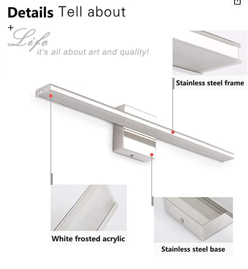 BRIVOLART LED Vanity Lights, 24 Inch 14W Cool White (Item Code 438) (Category: Lighting) located in Marikina City. Submitted by skowshop (Listing ID 1228614598, Image 3). Description: Brand BRIVOLART Color Chrome Material Acrylic Style Modern Light fixture form Vanity About this item: ✅WIDE APPLICATION: the whole vanity lighting: 23.62” long, 3.15” extend from the wall, 4.33’’ wide. Ideal for using as lighting in bathrooms, bedrooms, over hospita