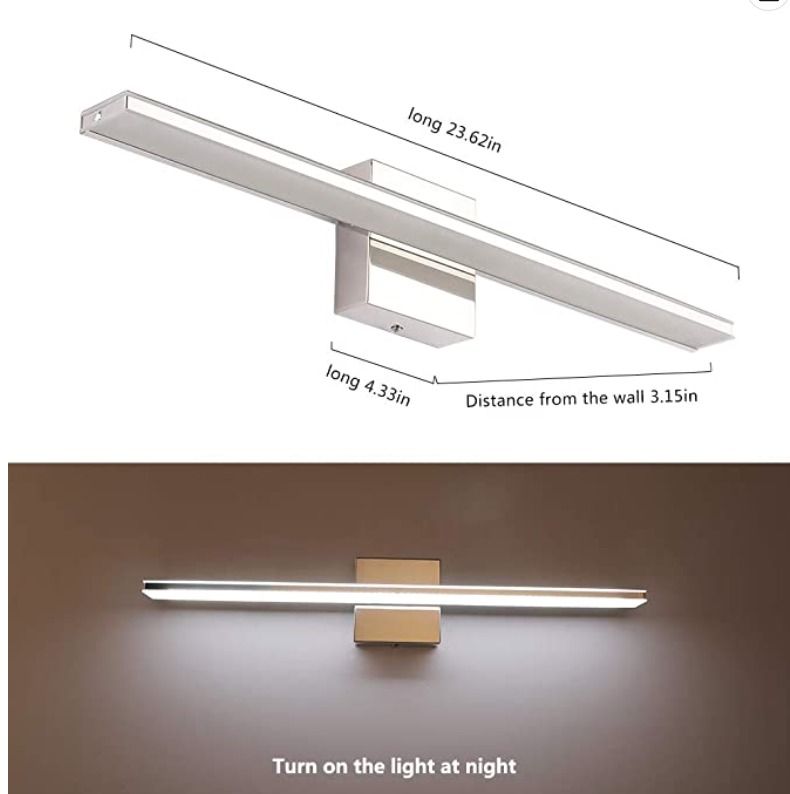 BRIVOLART LED Vanity Lights, 24 Inch 14W Cool White (Item Code 438) (Category: Lighting) located in Marikina City. Submitted by skowshop (Listing ID 1228614598, Image 2). Description: Brand BRIVOLART Color Chrome Material Acrylic Style Modern Light fixture form Vanity About this item: ✅WIDE APPLICATION: the whole vanity lighting: 23.62” long, 3.15” extend from the wall, 4.33’’ wide. Ideal for using as lighting in bathrooms, bedrooms, over hospita