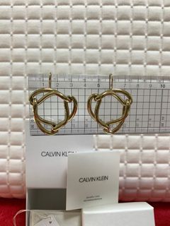 CALVIN KLEIN 流線造型三環耳環 PVD鍍金材質
