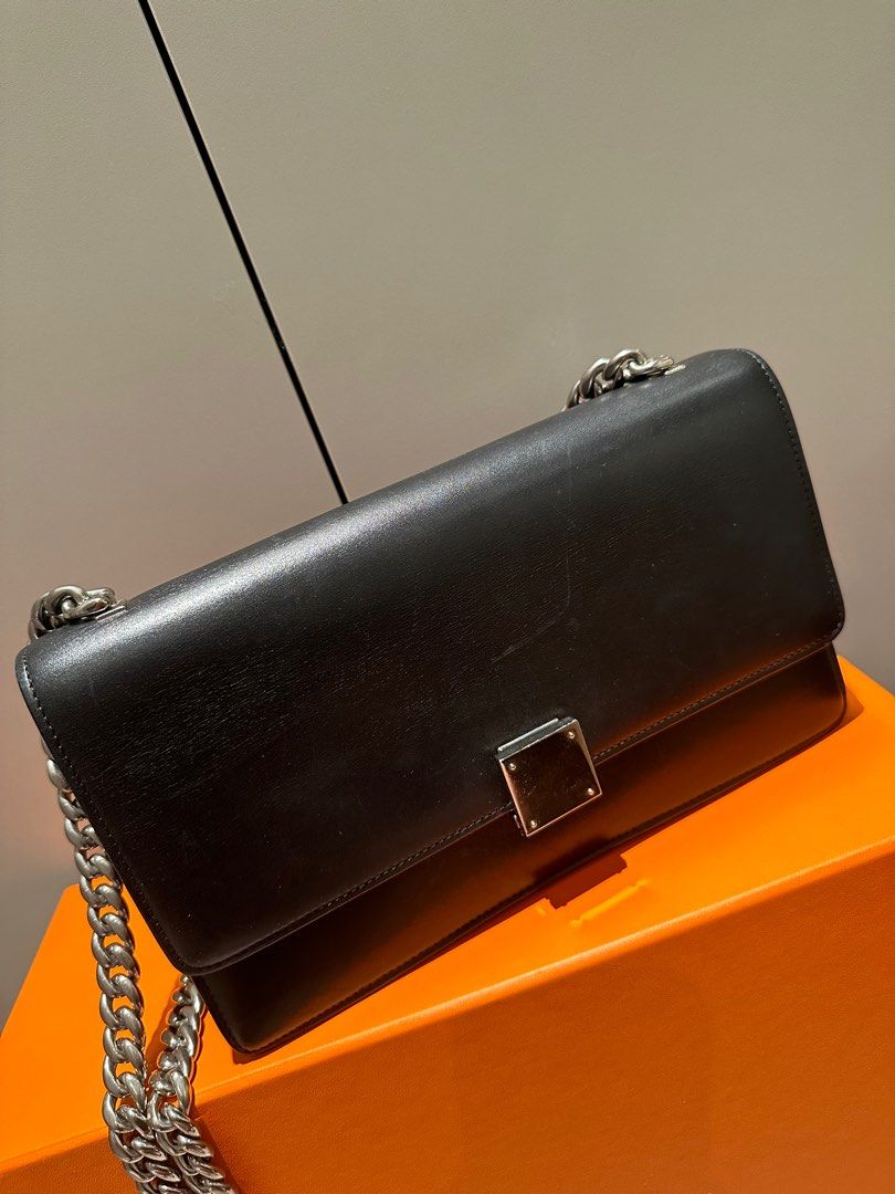 Celine Case Flap Leather Handbag Black