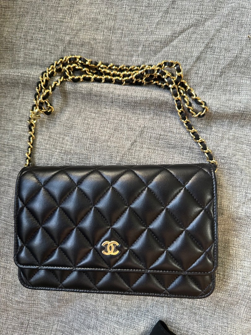 Chanel WOC wallet on chain lambskin, Luxury, Bags & Wallets on Carousell