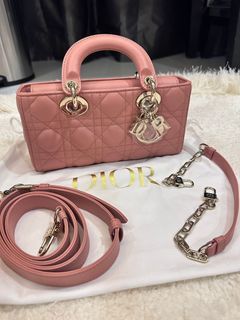 Medium Lady D-Joy Bag Peony Pink Cannage Lambskin