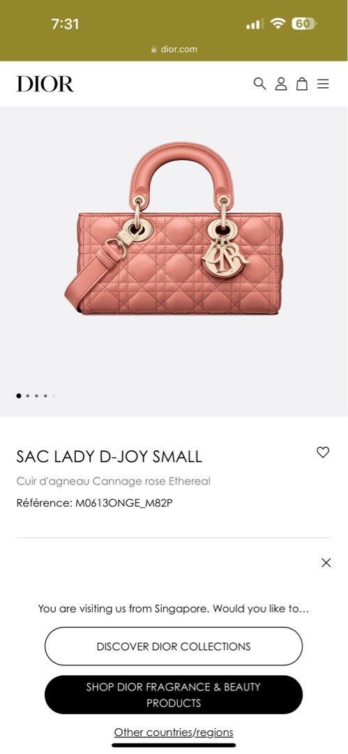 Small Lady D-Joy Bag Antique Pink Patent Cannage Calfskin