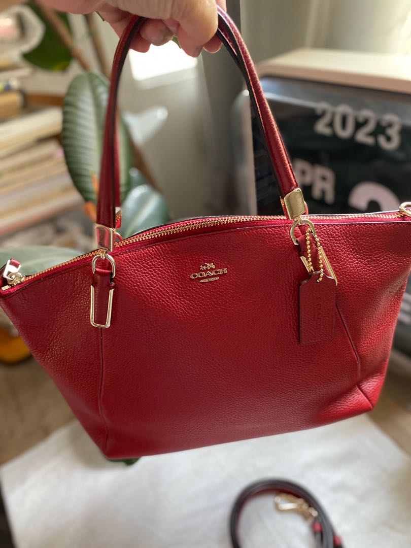 Coach Kelsey Small Leather Top Handle Bag with Strap Red