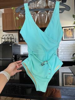 Coco Cabana aquamarine one piece belted swimsuit