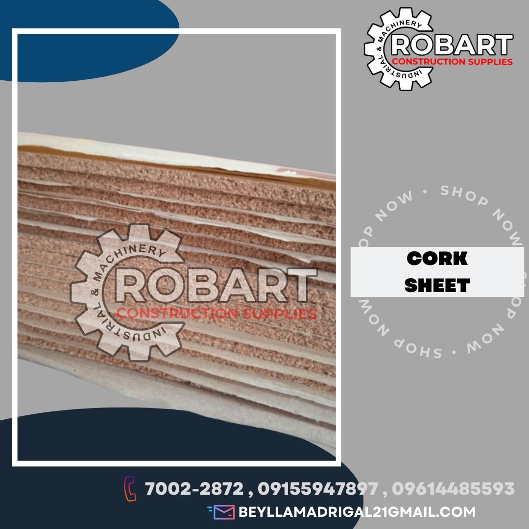 Cork Sheet (Category: Construction Tools & Equipment) located in Manila. Submitted by bellarobart (Listing ID 1228576248, Image 1). Description: Cork Sheet Size: 18 x 24 x 3/16" 𝑹𝑶𝑩𝑨𝑹𝑻 𝑪𝑶𝑵𝑺𝑻𝑹𝑼𝑪𝑻𝑰𝑶𝑵 𝑺𝑼𝑷𝑷𝑳𝑰𝑬𝑺 #RobartConstructionSupplies #robartph #constructionmaterials #industrialsupply Office Address: 1405 Yuseco St. Sta Cruz Manila SEND US MESSAGE FOR INQUIRIES ‼️‼️ 🔵100% Trusted Supplier 🔵Competitive Price 🔵𝑾𝒆 𝒂𝒓