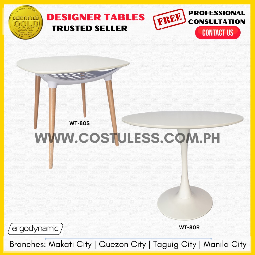 Ergodynamic Glass Table, Round Dining Table, Square Chopstick Table