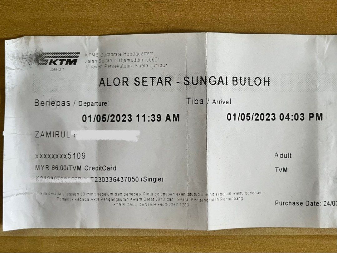 ETS TICKET (ALOR STAR SG BULOH), Tickets & Vouchers, Local