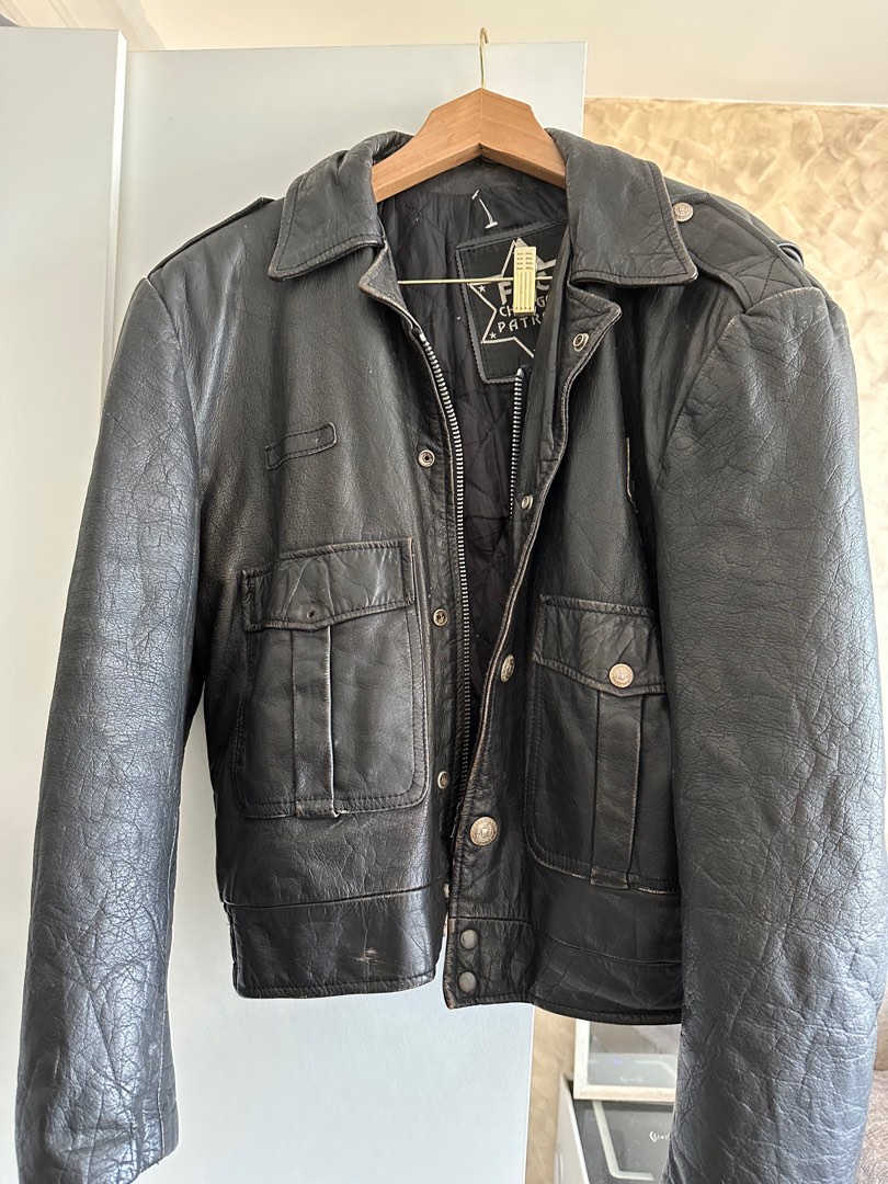 FMC Chicago Patrol Leather Jacket Men s Fashion Coats Jackets