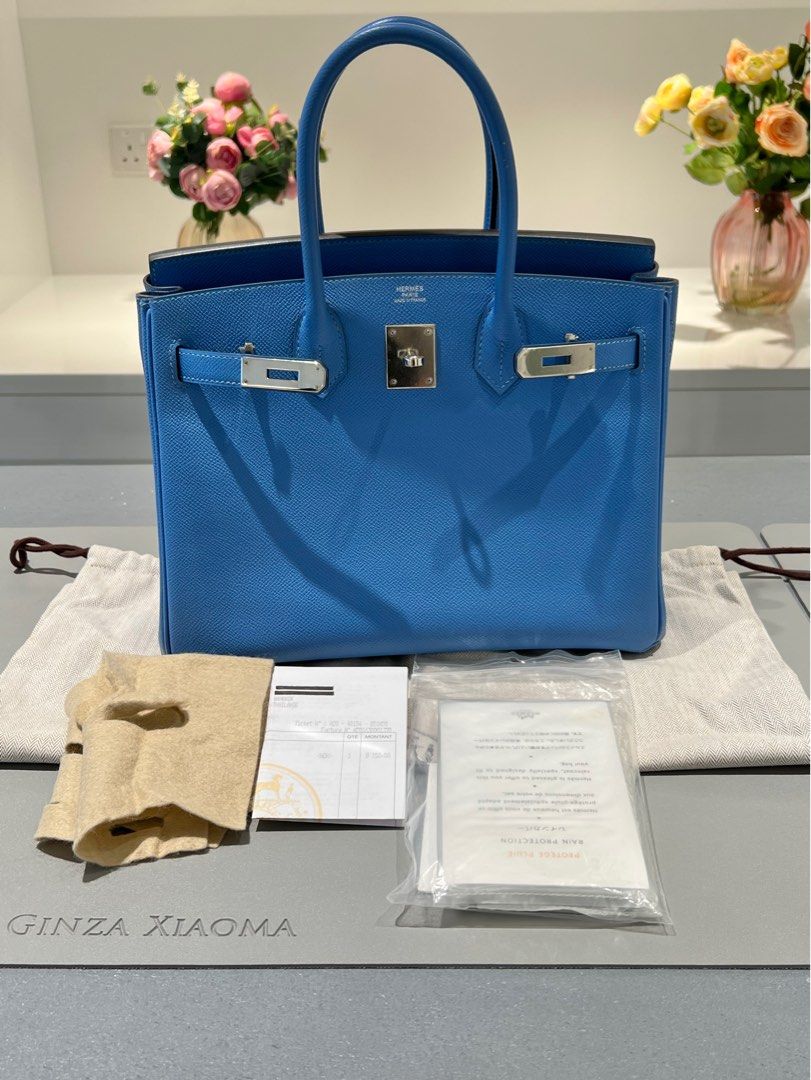 Hermes Birkin 30 Blue Paradis Bag Gold Hardware Epsom Leather