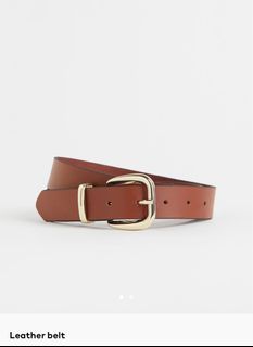 H&M brown leather Belt with gold buckle