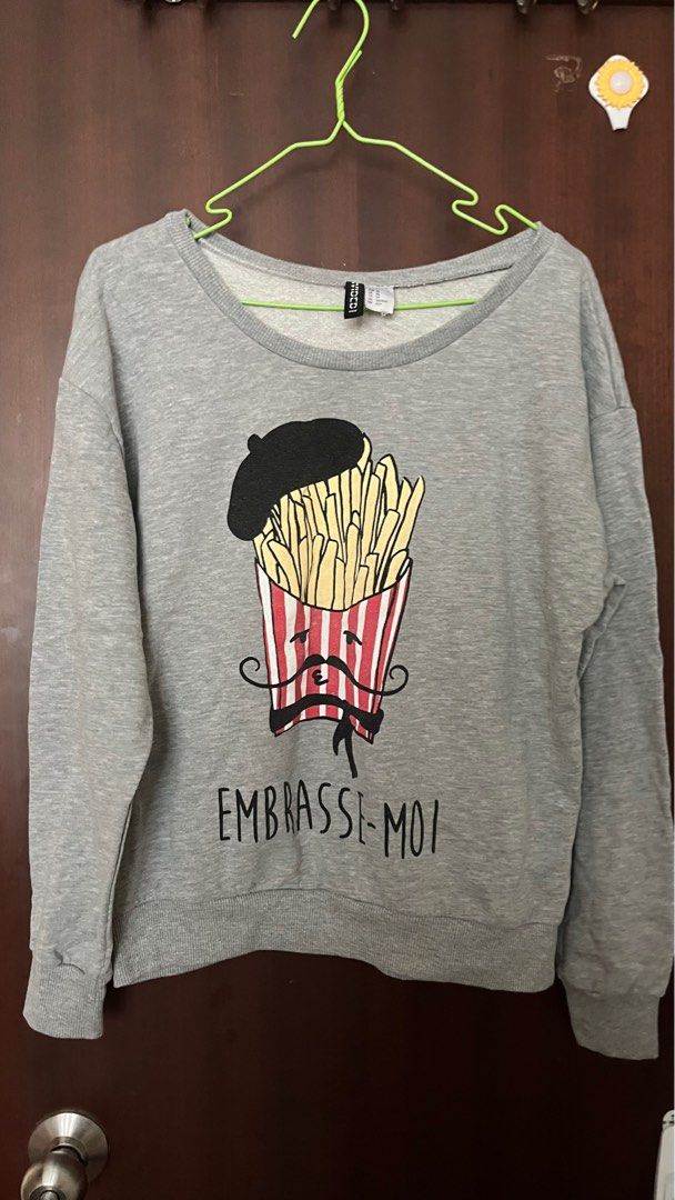 H M Grey Sweater French Fries EUR XS