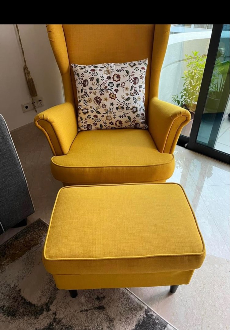 IKEA Lounge chair with Ottoman, Furniture & Home Living, Furniture