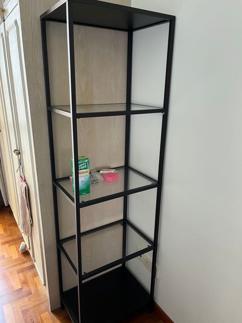 IKEA Vittsjo standing shelving unit metal glass, Furniture & Home