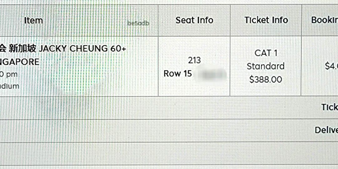 Jacky Cheung 60+ Concert Tour Singapore Cat 1 Ticket 14 July 2023