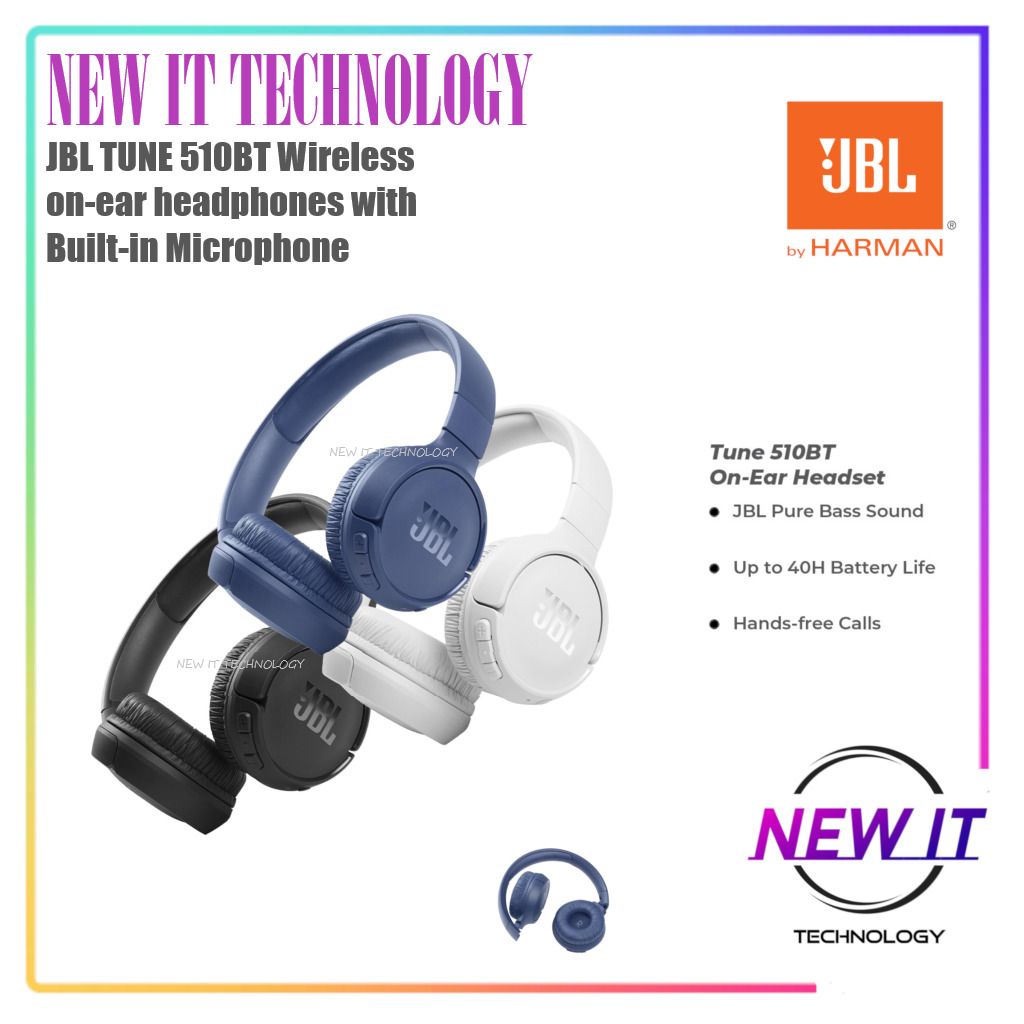 JBL TUNE 510BT Wireless on-ear headphones with Built-in Microphone