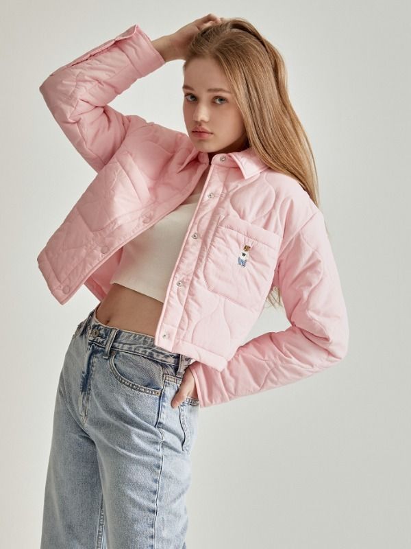 Baby pink cropped jacket hotsell