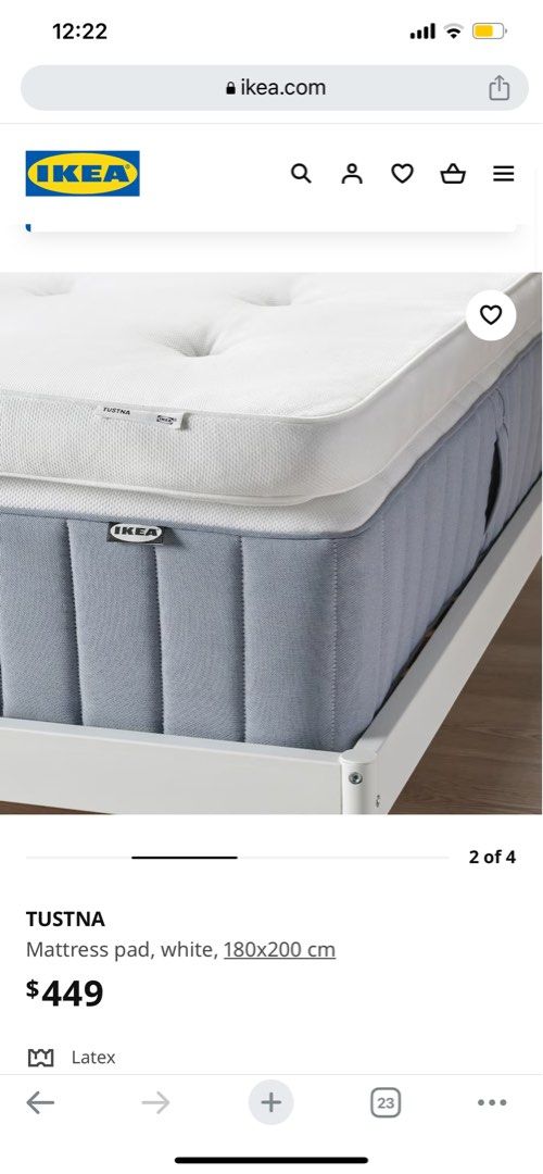 Latex Premium Ikea Mattress topper Tustna, Furniture & Home Living