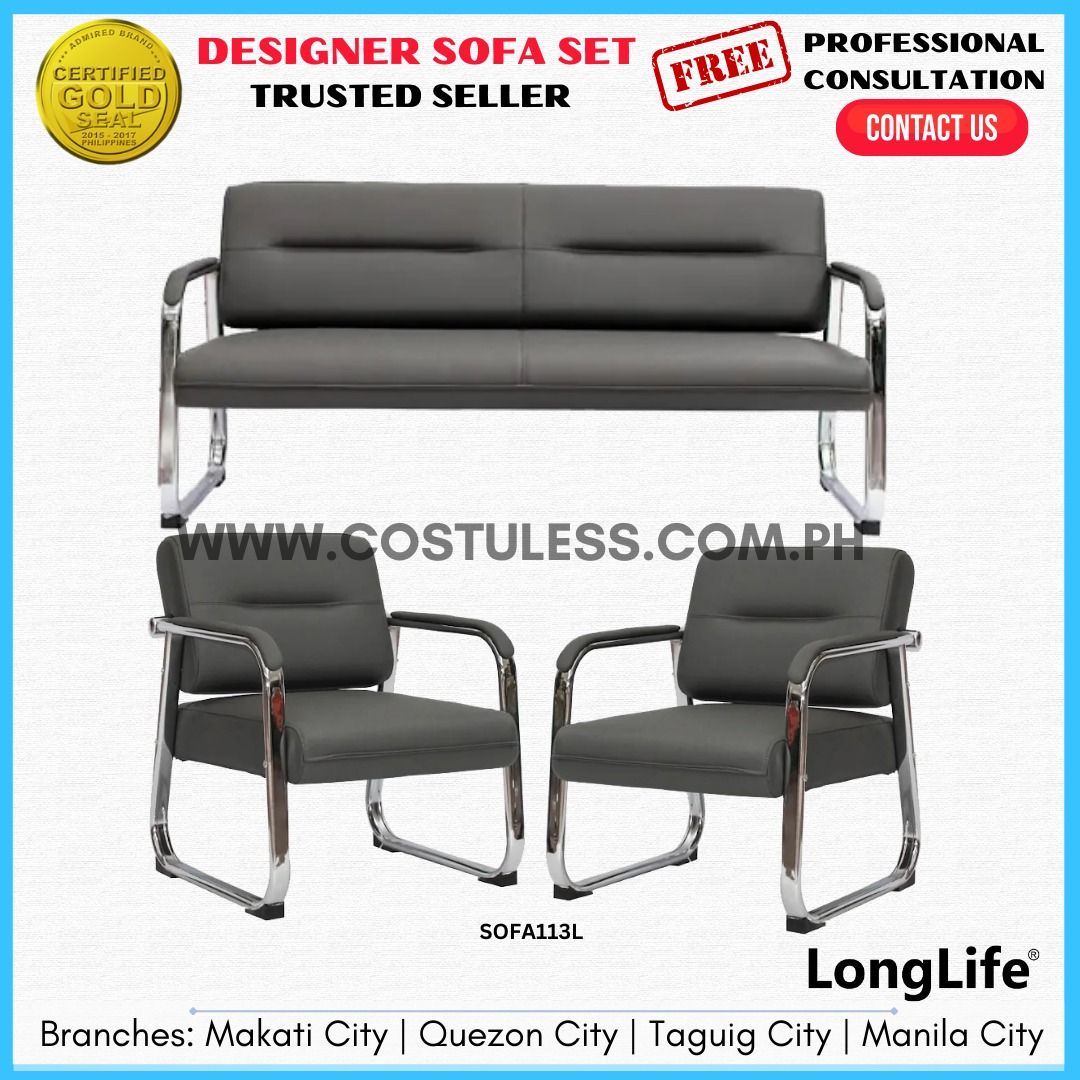 LONGLIFE Designer Inspired Sofa Set & Center table, Office Furniture