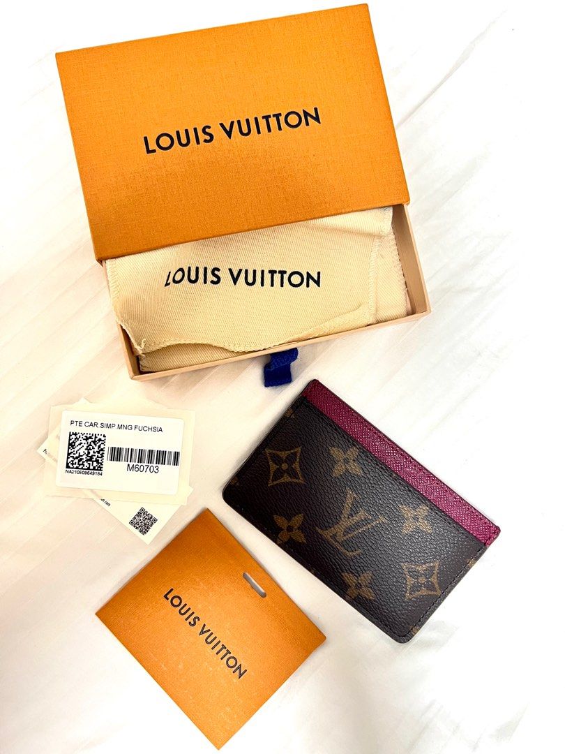 LOUIS VUITTON LV Fuchsia Monogram Canvas Card Holder M60703