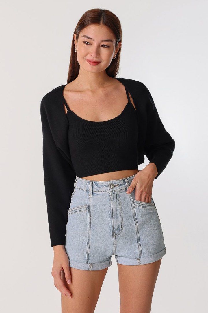 Black knitted deals bolero cardigan