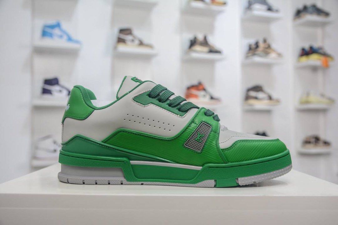 Lv Trainer Sneaker in Green, Luxury, Sneakers & Footwear on Carousell