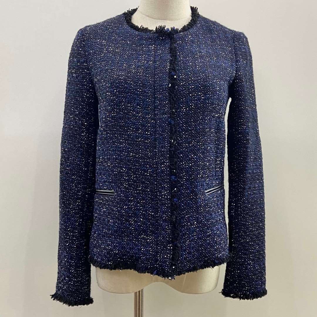 MASSIMO DUTTI BLUE TWEED JACKET 227013868 Women s Fashion
