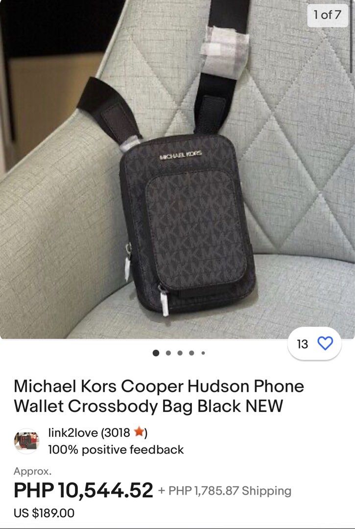 Michael Kors Mens Cooper Phone Wallet Crossbody (Pearl Grey)