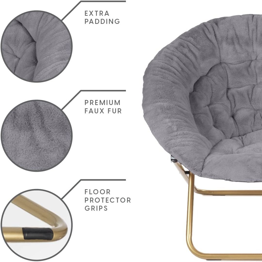 Grey faux 2025 fur saucer chair