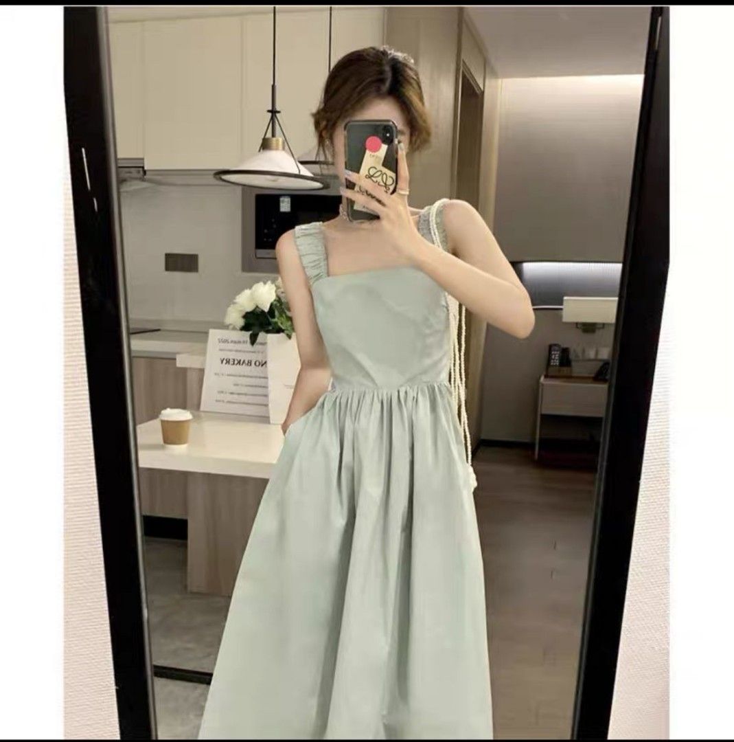 mint green ruched midi dress Women s Fashion Dresses Sets Dresses on Carousell