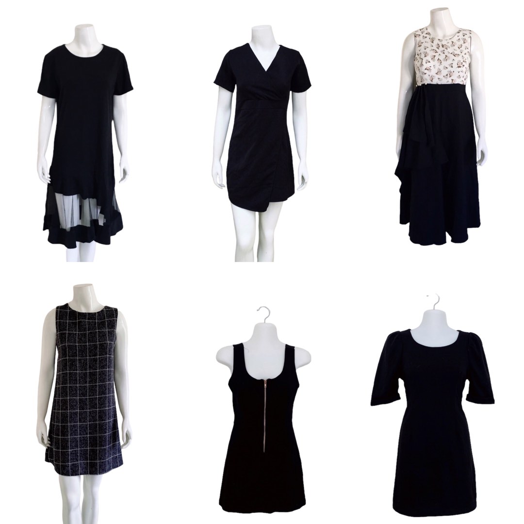 NAWAR = BLOCK !! dress midi floral hitam assymetric, Fesyen Wanita, Pakaian Wanita, Gaun & Rok