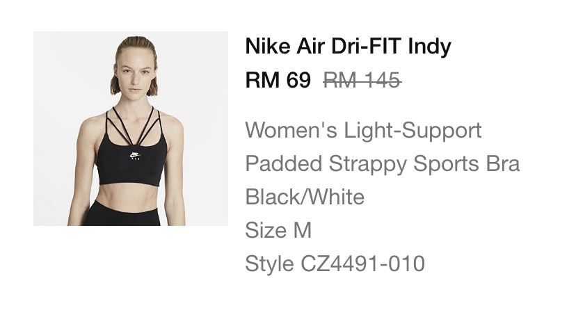 Nike air dri-fit sports bra, Women's Fashion, Activewear on Carousell