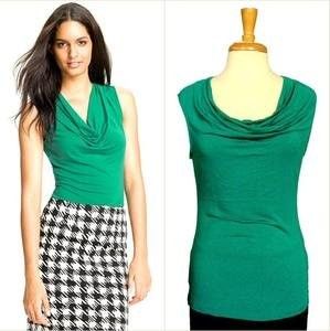 NWT Halogen Cowlneck Top Draped Modal Soft Knit Kelly Green USD39