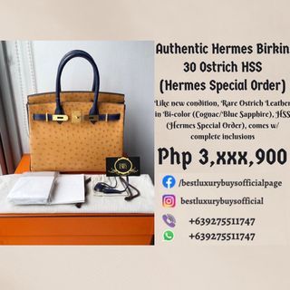 Hermes Pink Terre Cuite + Cobalt Blue Special Order Ostrich Birkin 30  Handbag
