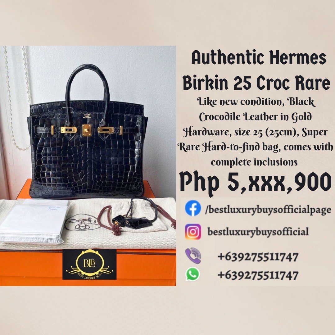 Hermes birkin 25 crocodile skin, Luxury, Bags & Wallets on Carousell