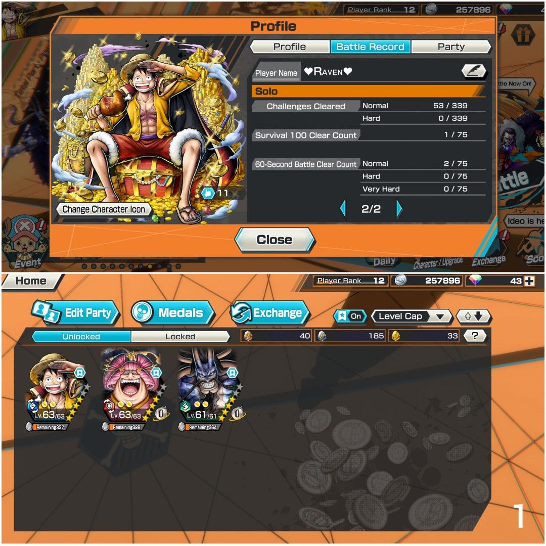 OPBR One Piece Bounty Rush Account 3ex Luffy, Bigmom Olin & Kaido