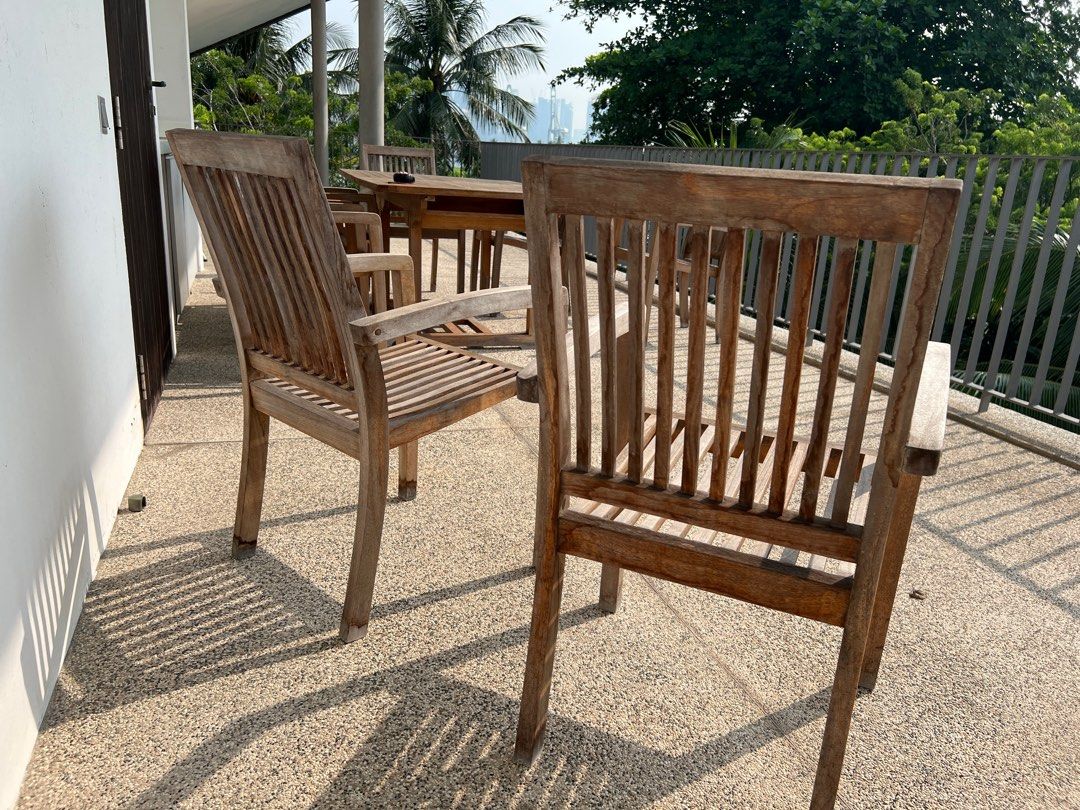 Outdoor teak chairs, Furniture & Home Living, Furniture, Chairs on